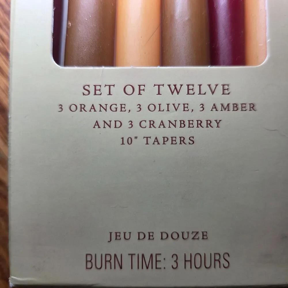 Williams Sonoma Autumn Leaf Taper Holders & 12 Tiny Candles Fall Decor 2008 NIB